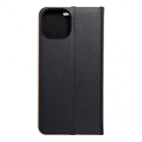 Apple iPhone 15 Book Handytaschen LUNA Book Gold Elegant  Schwarz