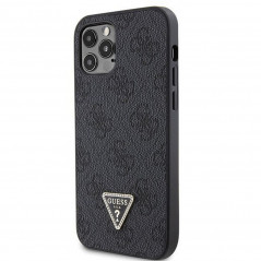 Apple iPhone 12 Hülle Guess Metal Logo Starss Crossbody Elegant  Schwarz