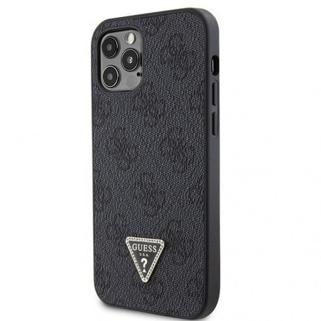 Apple iPhone 12 Hülle Guess Metal Logo Starss Crossbody Elegant  Schwarz