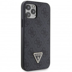 Apple iPhone 12 Hülle Guess Metal Logo Starss Crossbody Elegant  Schwarz