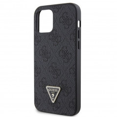 Apple iPhone 12 Hülle Guess Metal Logo Starss Crossbody Elegant  Schwarz