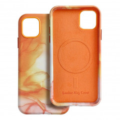 Apple iPhone 11 Hülle Leather Mag Cover Elegant  MagSAFE  Orange Spritzer