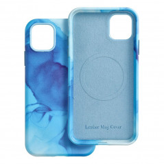 Apple iPhone XS Max Hülle Leather Mag Cover Elegant  MagSAFE  Blau Spritzer