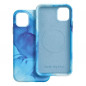 Apple iPhone 11 Pro Max Hülle Leather Mag Cover Elegant  MagSAFE  Blau Spritzer