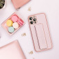 Apple iPhone 14 Pro Hülle LEATHER Case Kickstand Rosa
