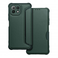 XIAOMI Mi 11 Lite 5G Book Handytaschen Razor Book Kohlenstoff-Faser, Kohlenstoffmuster  Dunkelgrün