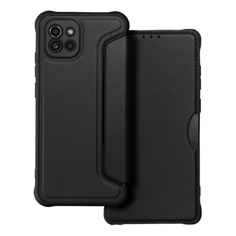 Samsung Galaxy A03 Book Handytaschen Razor Book Kohlenstoff-Faser, Kohlenstoffmuster  Schwarz
