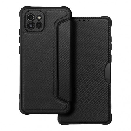 Samsung Galaxy A03 Book Handytaschen Razor Book Kohlenstoff-Faser, Kohlenstoffmuster  Schwarz