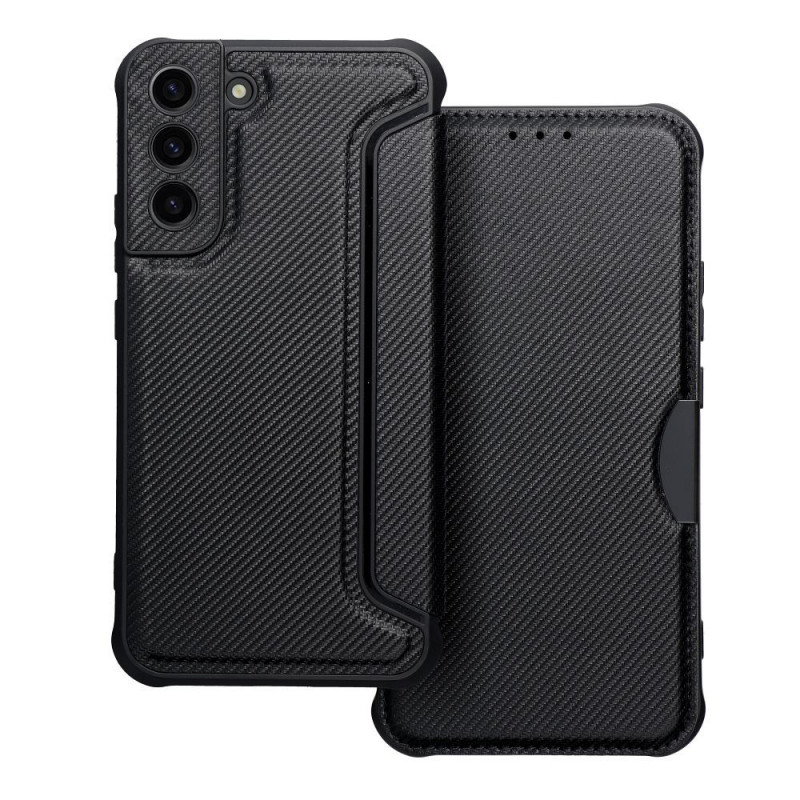 Samsung Galaxy S22 Plus Book Handytaschen Razor Book Kohlenstoff-Faser, Kohlenstoffmuster  Schwarz