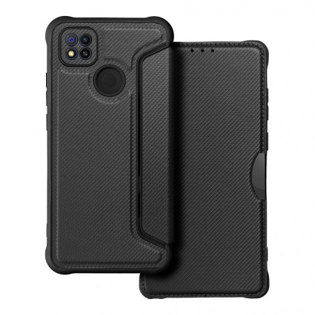 XIAOMI Redmi 9C Book Handytaschen Razor Book Kohlenstoff-Faser, Kohlenstoffmuster  Schwarz