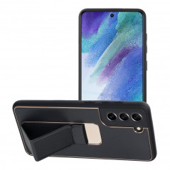 Samsung Galaxy S21 FE 5G Hülle LEATHER Case Kickstand Schwarz