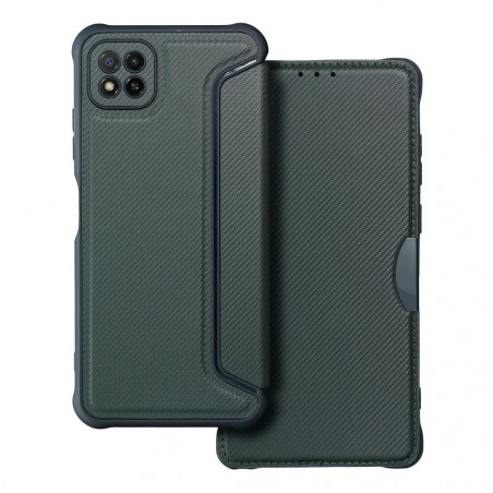 Samsung Galaxy A22 5G Book Handytaschen Razor Book Kohlenstoff-Faser, Kohlenstoffmuster  Dunkelgrün