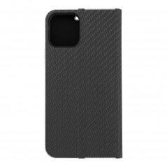 Apple iPhone 12 Book Handytaschen LUNA Book Carbon Kohlenstoff-Faser, Elegant  Schwarz