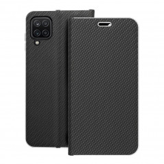 Samsung Galaxy A12 Book Handytaschen LUNA Book Carbon Kohlenstoff-Faser, Elegant  Schwarz