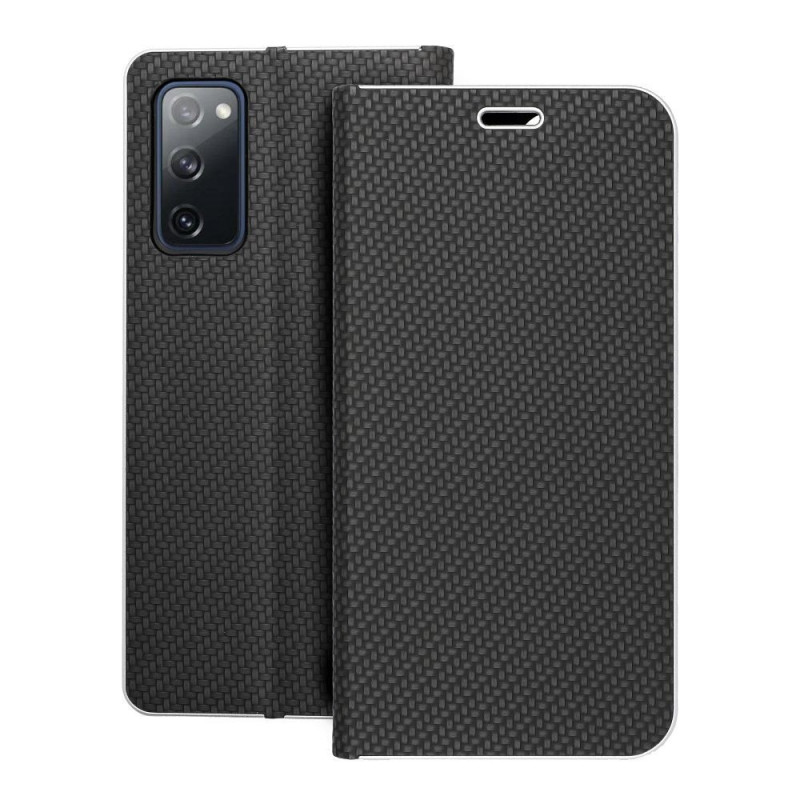 Samsung Galaxy S20 FE 5G 2022 Book Handytaschen LUNA Book Carbon Kohlenstoff-Faser, Elegant  Schwarz
