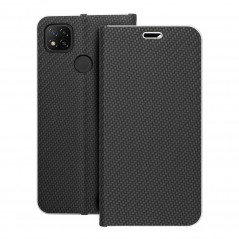 XIAOMI Redmi 9C NFC Book Handytaschen LUNA Book Carbon Kohlenstoff-Faser, Elegant  Schwarz