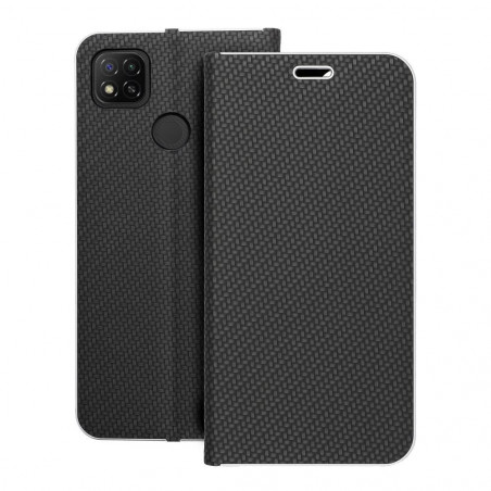 XIAOMI Redmi 9C NFC Book Handytaschen LUNA Book Carbon Kohlenstoff-Faser, Elegant  Schwarz