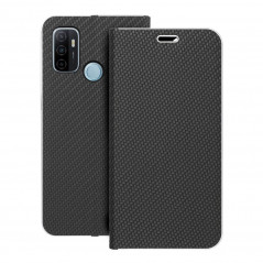 Oppo A53s Book Handytaschen LUNA Book Carbon Kohlenstoff-Faser, Elegant  Schwarz