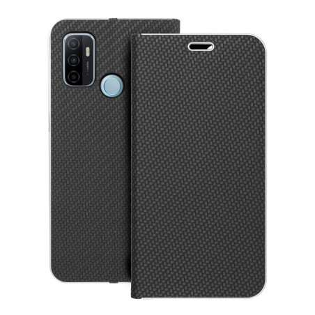 Oppo A53s Book Handytaschen LUNA Book Carbon Kohlenstoff-Faser, Elegant  Schwarz