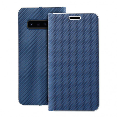 Samsung Galaxy S10 Book Handytaschen LUNA Book Carbon Kohlenstoff-Faser, Elegant  Blau