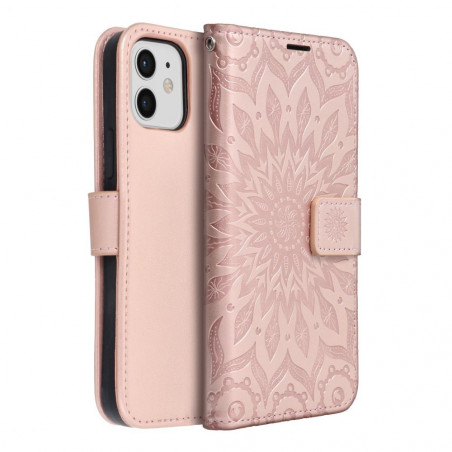 Apple iPhone 12 Book Handytaschen MEZZO Book Mandala  Roségold