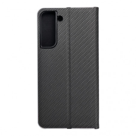 Samsung Galaxy S22 Plus Book Handytaschen LUNA Book Carbon Kohlenstoff-Faser, Elegant  Schwarz