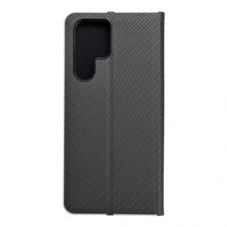 Samsung Galaxy S22 Ultra Book Handytaschen LUNA Book Carbon Kohlenstoff-Faser, Elegant  Schwarz