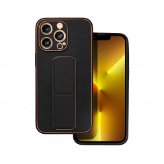 Apple iPhone 13 Pro Hülle LEATHER Case Kickstand Schwarz