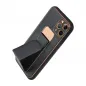 Apple iPhone 12 Pro Max Hülle LEATHER Case Kickstand Schwarz