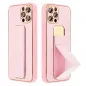 Apple iPhone 13 Hülle LEATHER Case Kickstand Rosa
