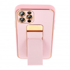 Apple iPhone 13 Hülle LEATHER Case Kickstand Rosa