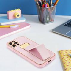 Apple iPhone 13 Hülle LEATHER Case Kickstand Rosa