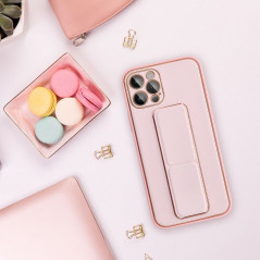 Apple iPhone 13 Hülle LEATHER Case Kickstand Rosa