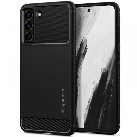 Samsung Galaxy S21 FE 5G Hülle Spigen Rugged Armor Kohlenstoff-Faser, Elegant  Matt Schwarz