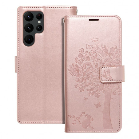 Samsung Galaxy S22 Ultra Book Handytaschen MEZZO Book Baum  Roségold