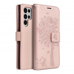Samsung Galaxy S22 Ultra Book Handytaschen MEZZO Book Baum  Roségold