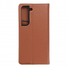 Samsung Galaxy S22 Book Handytaschen Leather case SMART PRO Elegant  Braun