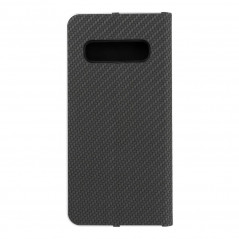 Samsung Galaxy S10 Book Handytaschen LUNA Book Carbon Kohlenstoff-Faser, Elegant  Schwarz