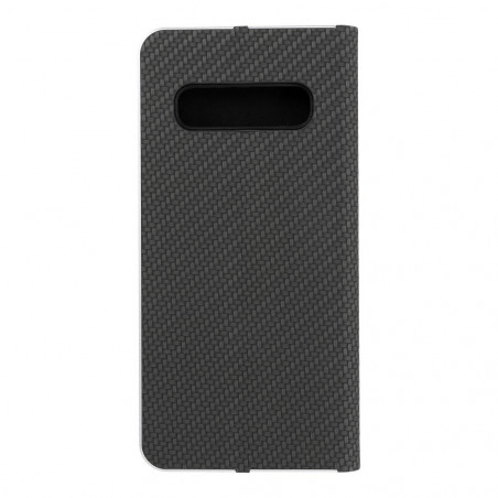 Samsung Galaxy S10 Book Handytaschen LUNA Book Carbon Kohlenstoff-Faser, Elegant  Schwarz
