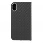 Apple iPhone XR Book Handytaschen LUNA Book Carbon Kohlenstoff-Faser, Elegant  Schwarz