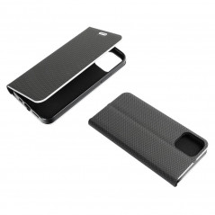 Apple iPhone XR Book Handytaschen LUNA Book Carbon Kohlenstoff-Faser, Elegant  Schwarz