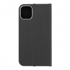 Apple iPhone 11 Book Handytaschen LUNA Book Carbon Kohlenstoff-Faser, Elegant  Schwarz
