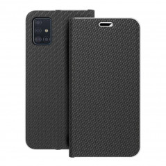 Samsung Galaxy A51 LTE Book Handytaschen LUNA Book Carbon Kohlenstoff-Faser, Elegant  Schwarz