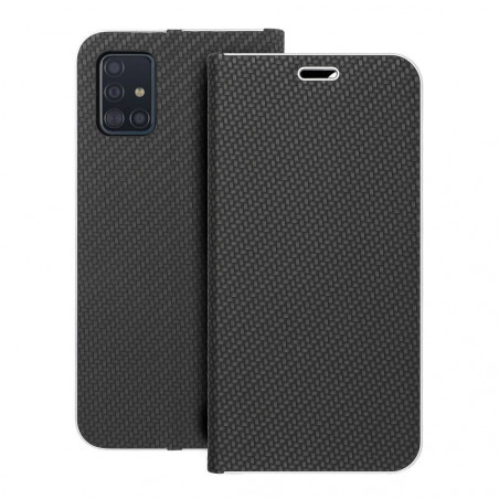 Samsung Galaxy A51 5G Book Handytaschen LUNA Book Carbon Kohlenstoff-Faser, Elegant  Schwarz