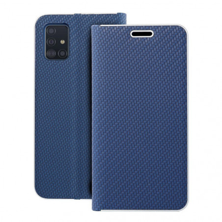 Samsung Galaxy A51 5G Book Handytaschen LUNA Book Carbon Kohlenstoff-Faser, Elegant  Blau