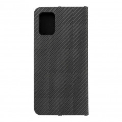 Samsung Galaxy A71 LTE Book Handytaschen LUNA Book Carbon Kohlenstoff-Faser, Elegant  Schwarz