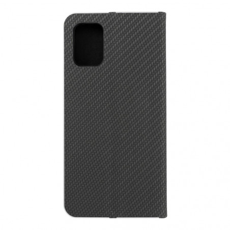 Samsung Galaxy A71 LTE Book Handytaschen LUNA Book Carbon Kohlenstoff-Faser, Elegant  Schwarz