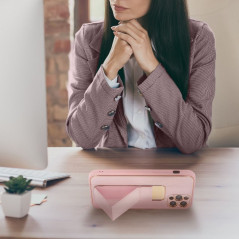 Apple iPhone 11 Hülle LEATHER Case Kickstand Rosa