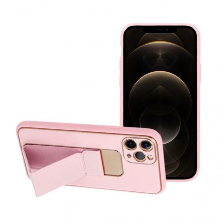 Apple iPhone 11 Pro Hülle LEATHER Case Kickstand Rosa