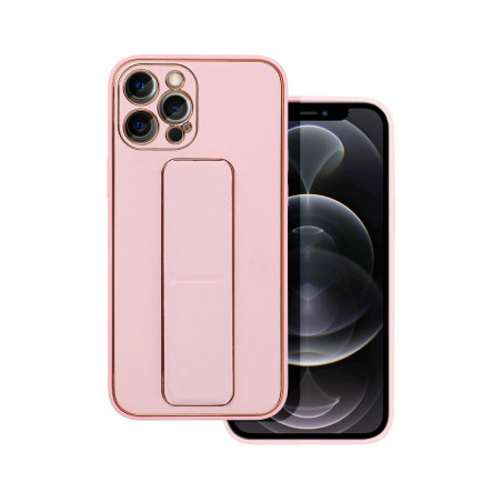 Apple iPhone 11 Pro Hülle LEATHER Case Kickstand Rosa